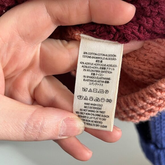 Free People Park City Waffle Knit Colorblock Oversized Sweater M - Picture 11 of 13